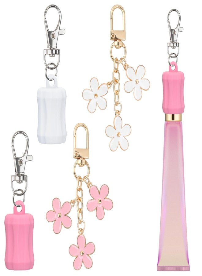 loghohu 4PCS Lip Gloss Holder Keychain for Summer Fridays Flexible Silicone Lipgloss Lip Balm Holder Keychain Sleeve 0.55-0.7in Lip Balm Cap and Holder Set for Women Girl Keychains Portable Accessories - Image 1